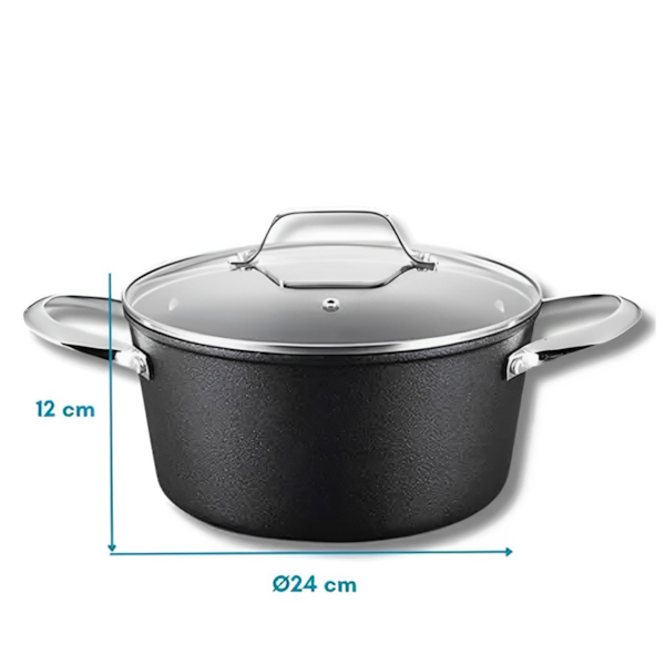 Panela Caçarola Black Rock em Alumínio Indução Fundo Triplo 24cm 4,1L Preta 10036 Mimo Style -789e84b3-ef13-4ac2-914f-b450cfc37373