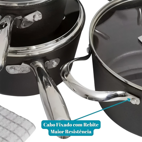 Panela Caçarola Black Rock em Alumínio Indução Fundo Triplo 24cm 4,1L Preta 10036 Mimo Style -18c67d93-3ce9-4339-a0ae-d73967bee29f