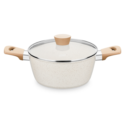 Panela Caçarola Carmela Ceramic-Flon em Alumínio e Indução 3,8Lx24cm Vanilla 8468 MTA