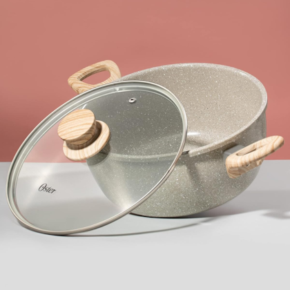 Panela Caçarola Cerâmica Marble Antiaderente Alumínio 7,5L 28cm Cinza Dust 138311.02 Oster-661ed7f8-c4ee-484b-8e77-8b06a515a555