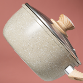 Panela Cerâmica Marble Antiaderente com Tampa 3,0L 20cm Cinza Dust 138596.02 Oster