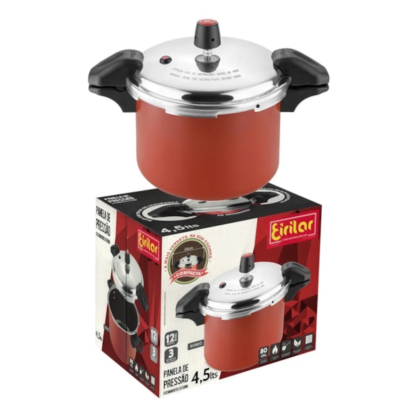 Panela De Pressão 4,5 Litros Trava Externa Bordô 2555 Eirilar-3e134f10-d256-4f6e-8af1-d69e023348e9