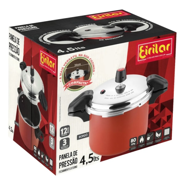 Panela De Pressão 4,5 Litros Trava Externa Bordô 2555 Eirilar-35ccdcbf-978f-40bb-b189-94003ded5601