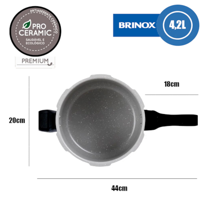 Panela de Pressão Cerâmic Life Super Pressure com Fundo de Indução 4,2L Cinza 4954/101 Brinox-9e2f76a5-485c-4baa-a0f3-53ee08f41b96