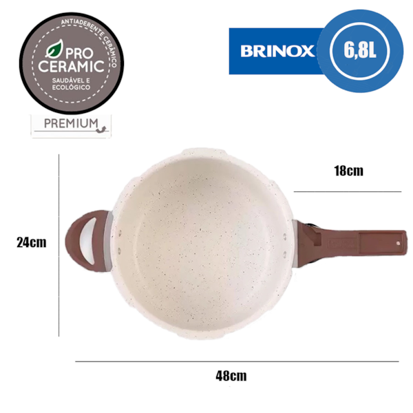 Panela de Pressão Ceramic Life Super Pressure com Fundo de Indução 6,8L Vanilla 4952/103 Brinox-628c9c0c-3a31-4c4d-8386-6f990b56f21e