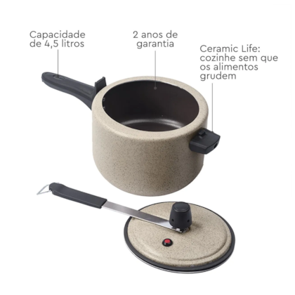 Panela De Pressão Ceramic Life Vapt 20CM 4,5L Vanilla 7239/170 Brinox-6c8d8849-9d8e-4338-912a-b67cb2873c7e