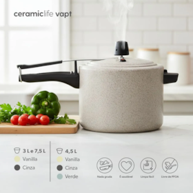 Panela De Pressão Ceramic Life Vapt 20CM 4,5L Vanilla 7239/170 Brinox