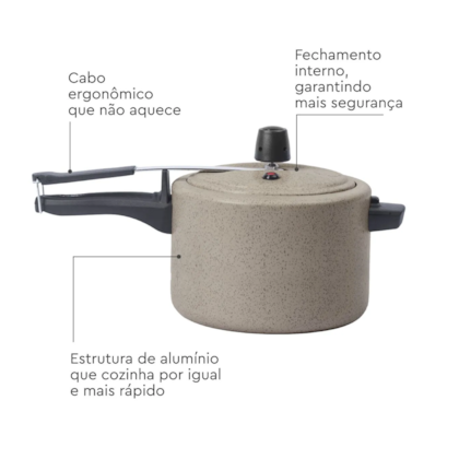 Panela De Pressão Ceramic Life Vapt 23cm 7,5L Vanilla 7239/193 Brinox-491497c5-3263-4f97-8389-6259d14fc1bd