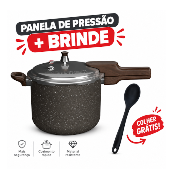 Panela de Pressão Presscook 4,2L Grafite + 1 Colher Silicone-e083a0be-cb73-4a52-9567-5d060d9b924f