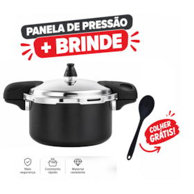 Panela de Pressão Preta Ceramic Life 5,4L + Colher de Silicone