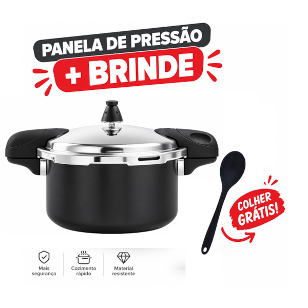 Panela de Pressão Preta Ceramic Life 5,4L + Colher de Silicone-f6026c34-fb6c-452a-bad9-b3cefa7dffcf
