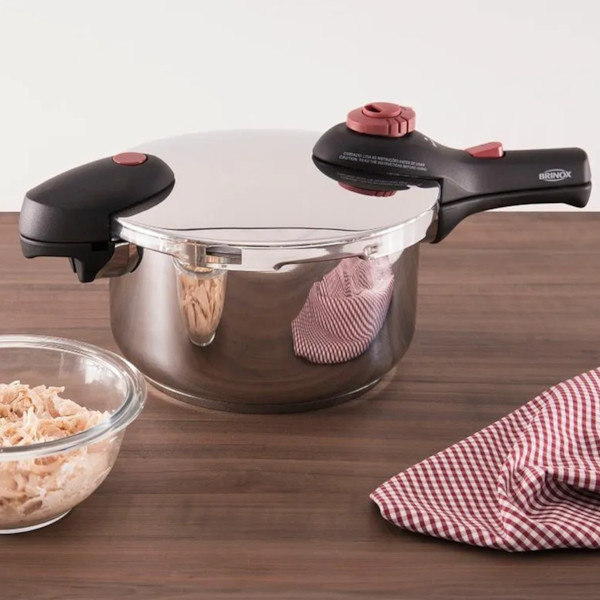 Panela de Pressão Supra em Aço Inox 4,5L 22cm x 19,5cm 493010 Brinox -4f888664-ce8e-4633-8e0e-86d67d724ed1