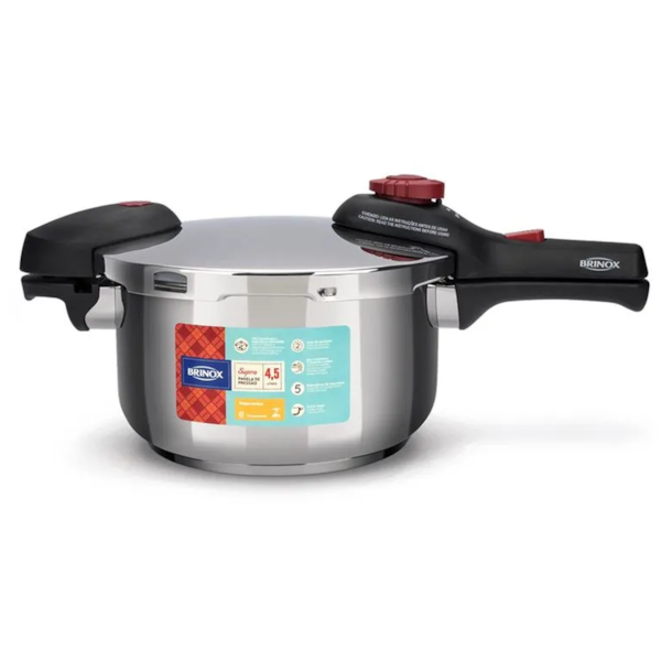 Panela de Pressão Supra em Aço Inox 4,5L 22cm x 19,5cm 493010 Brinox -51586879-c8d5-44b1-a3d3-ac34c98819d5
