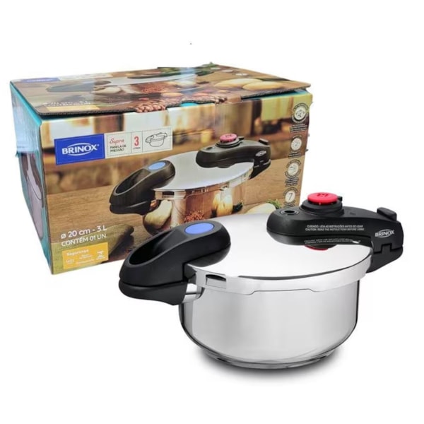 Panela de Pressão Supra Inox Indução 20cm 3,0L 4930/100 Brinox-b85bd6c7-9cdb-4db8-9c73-2f398e883c59