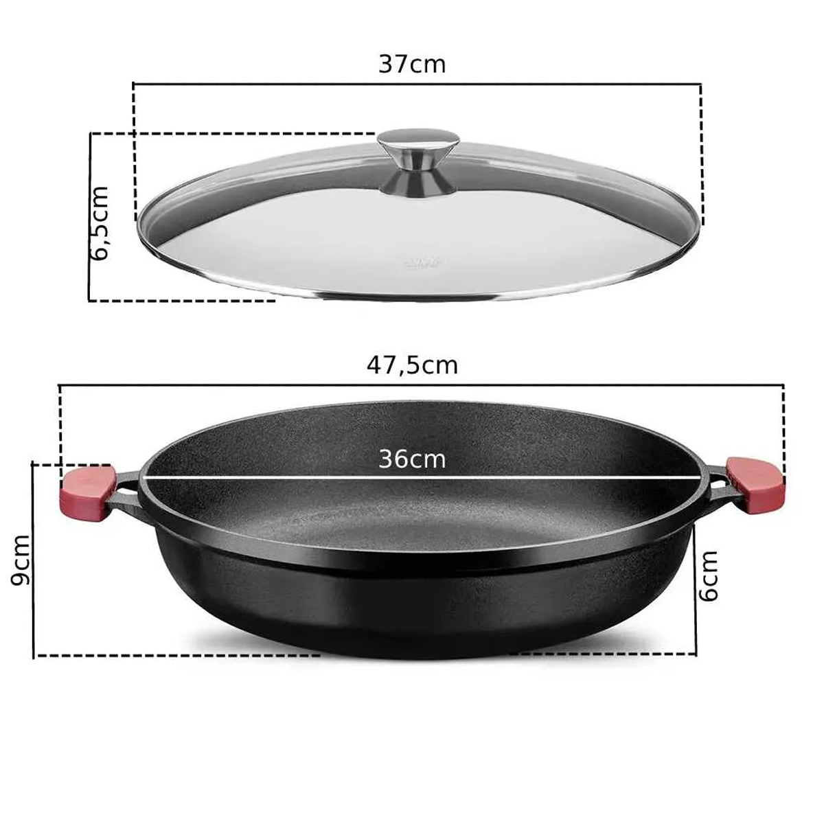 Panela Disco Alto TVT Em Ferro Fundido para Forno/Fogão 36cm 6,9L