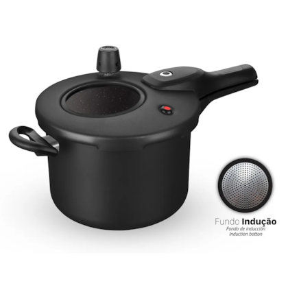 Panela Pressão Cerâmica Indução 4,5LT Preto 6604 MTA-ac858089-29e3-4ec8-85df-6080e5a38f12