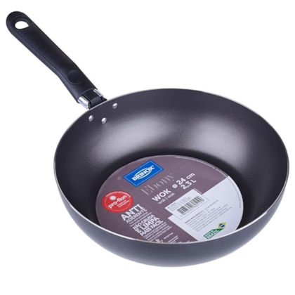 Panela Wok Antiaderente Pro Flon Ebony em Alumínio 2,3L 24cm Preta 7190465 Brinox -0a2f3704-3d2a-45a6-b60a-118cb8cfec13