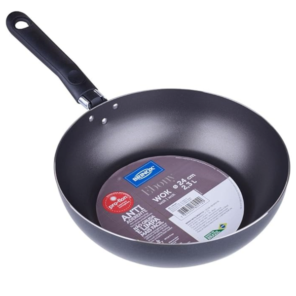 Panela Wok Antiaderente Pro Flon Ebony em Alumínio 2,3L 24cm Preta 7190465 Brinox -8d7008b8-0a00-4a84-b13e-87929eeeca1a