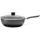 Panela Wok Antiaderente Pro Flon Ebony em Alumínio C/Tampa 4,1L 28cm Preta 7190468 Brinox 