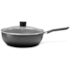 Panela Wok Antiaderente Pro Flon Ebony em Alumínio C/Tampa 4,1L 28cm Preta 7190468 Brinox 