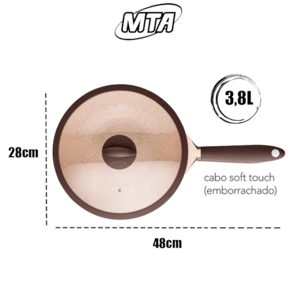 Panela Wok Belga Antiaderente Cerâmic Flon Alumínio com Fundo de Indução N°28 3,8L 8445 MTA-21943ae2-552a-4763-bcba-24d002e72d95