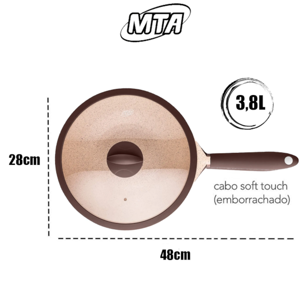 Panela Wok Belga Antiaderente Cerâmic Flon Alumínio com Fundo de Indução N°28 3,8L 8445 MTA-89886fed-5dfe-40a4-bfdd-a04ec274505c