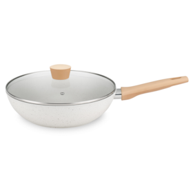 Panela Wok Carmela TVT Ceramic-Flon em Alumínio 3,5Lx28cm C/Tampa Vanilla 8405 MTA