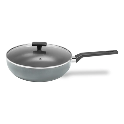 Panela Wok Cerâmic Life Preserve em Alumínio Com Tampa 28cm 3,55L Cinza 7238/168 Brinox