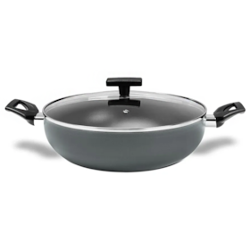  Panela Wok Cerâmic Life Preserve em Alumínio Com Tampa 28cm 3,55L Cinza 7238/195 Brinox