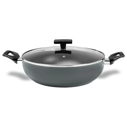  Panela Wok Cerâmic Life Preserve em Alumínio Com Tampa 28cm 3,55L Cinza 7238/195 Brinox