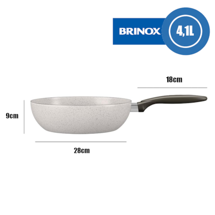 Panela Wok Cêramic Life Suprema Alumínio Antiaderente 28cm 4,1L Vanilla 7244/375 Brinox-03369339-244e-4d50-963a-b58cc38dbf5f