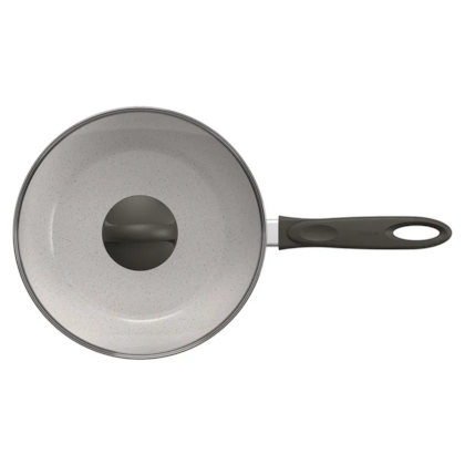 Panela Wok Cerâmic Life Suprema Antiaderente Alumínio com Tampa 28cm 4,1L Vanilla 7244/374 Brinox