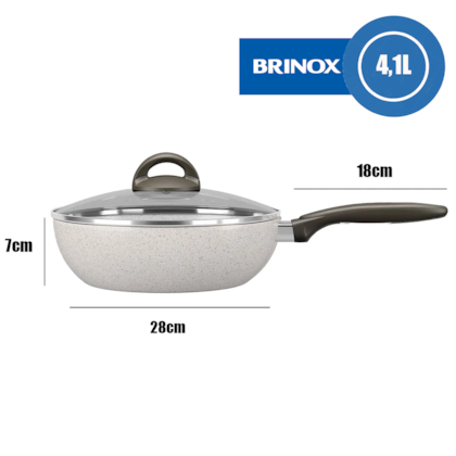 Panela Wok Cerâmic Life Suprema Antiaderente Alumínio com Tampa 28cm 4,1L Vanilla 7244/374 Brinox-18d375f8-b13f-47b9-987c-8af0371b6677