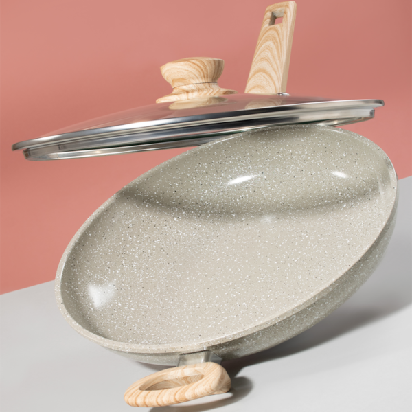 Panela Wok Cerâmic Marble Em Alumínio Antiaderente 31cm 5,5L Cinza Dust 138597.02 Oster-2a7f8902-fbe9-47d8-93d4-baa02261c308