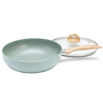 Panela Wok Cerâmica Antiaderente Botanika C/Tampa em Alumínio C/Ind 3,4L 28cm Verde 4815157 Brinox