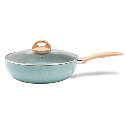 Panela Wok Cerâmica Antiaderente Botanika C/Tampa em Alumínio C/Ind 3,4L 28cm Verde 4815157 Brinox