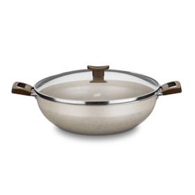 Panela Wok Com Tampa de Vidro 4,3L Baunilha 1271 MTA