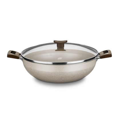 Panela Wok Com Tampa de Vidro 4,3L Baunilha 1271 MTA
