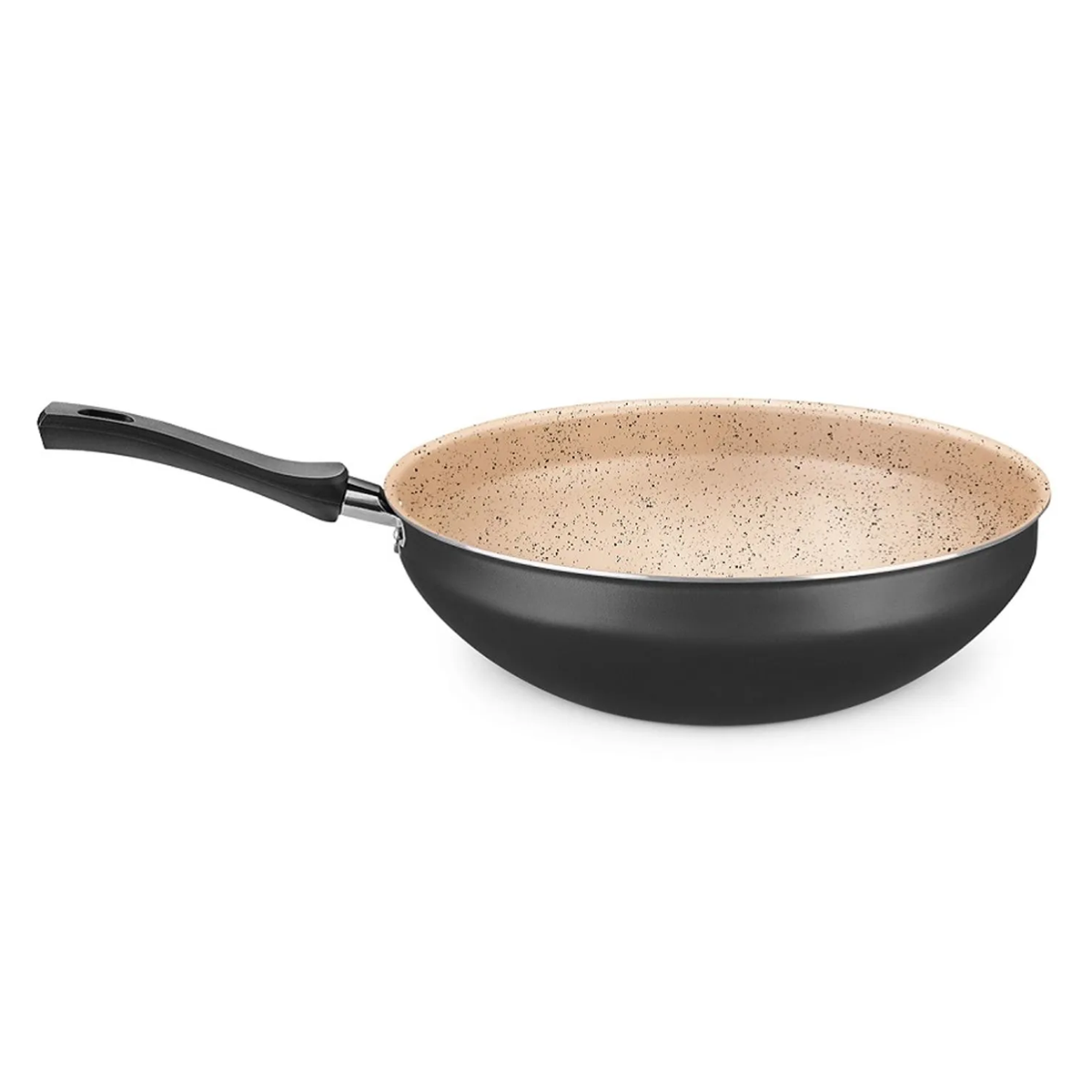 Panela Wok Cristal Superflon Em Alumínio 28cm 4,3L Preto/Bege 8503