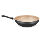 Panela Wok Cristal Superflon Em Alumínio 24cm 2,8L Preto/Bege 8502 MTA