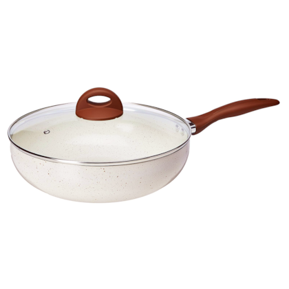 Panela Wok Granada Cerâmic Life Smart Plus de Indução Com Tampa 28cm 3,4L Vanilla 4774/143 Brinox