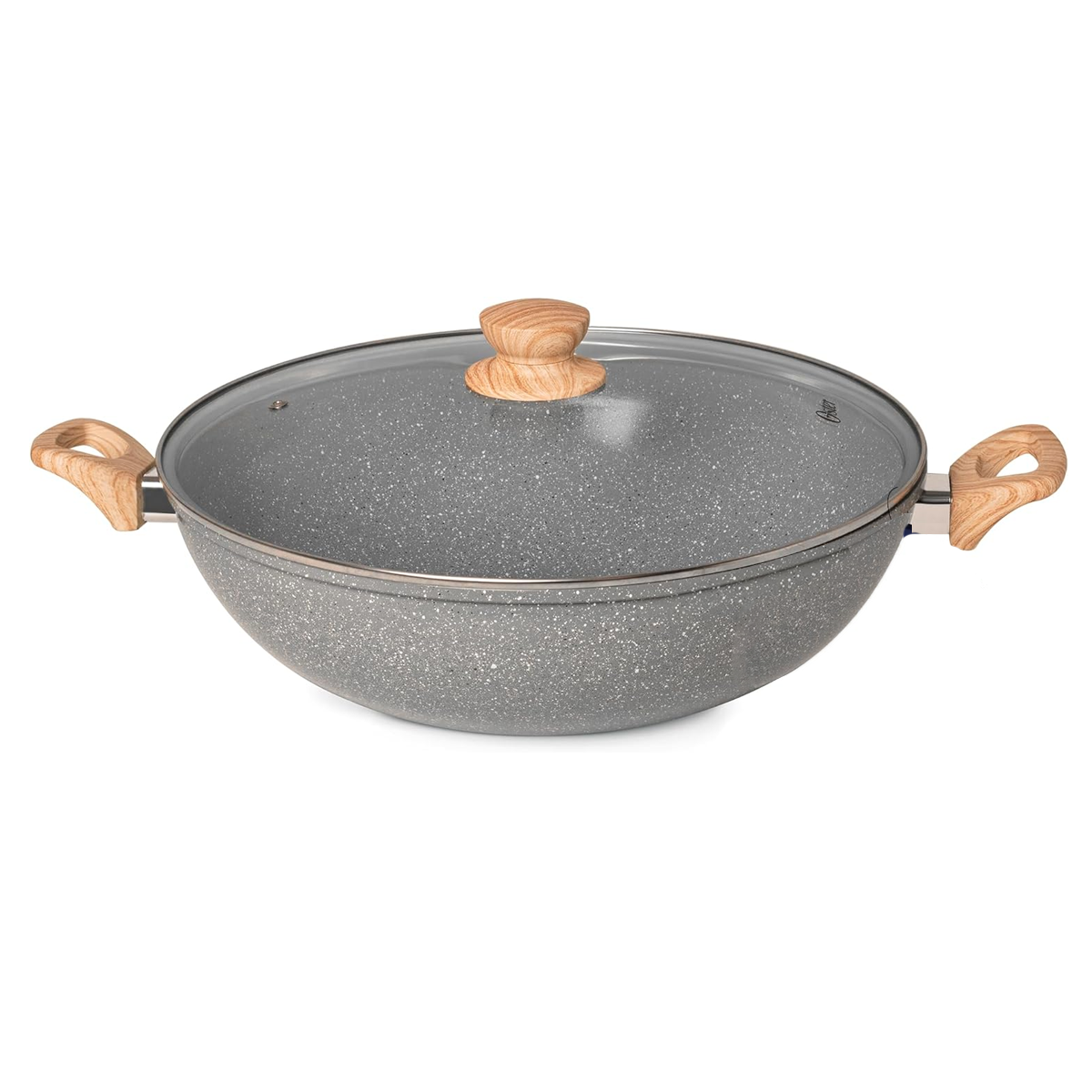 Panela Wok Marble Cerâmic Antiaderente Em Alumínio 34cm 7,0L Dark