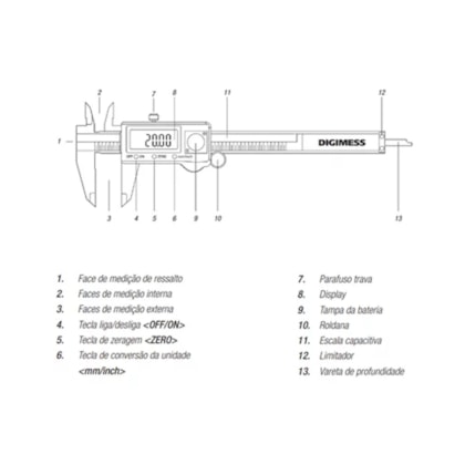 Paquímetro Digital C/Caixa Metálica 300mm/12 100179P Digimess-83865d0c-d0fb-4384-a1f3-c7eb57501a92