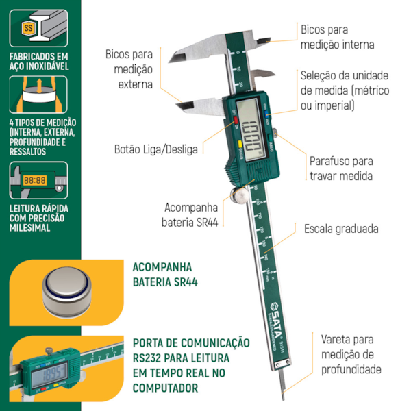 Paquímetro Digital Pro 150mm com Display Multifunção ST91511SC Sata -a5585f03-9de0-468f-bc32-396ba58d814f