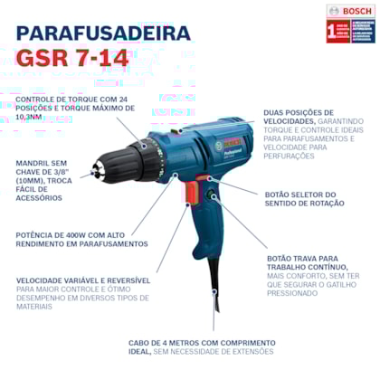 Parafusadeira e Furadeira 400W GSR7-14E Bosch-555ba395-7f09-4799-ab98-d2afa2a48085