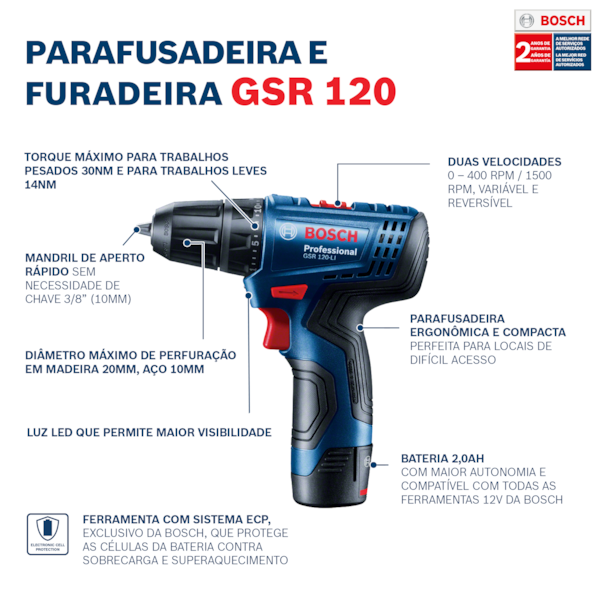 Parafusadeira e Furadeira à Bateria 12V com 1 Bateria 2,0Ah e Carregador Rápido GSR 120-LI Bosch-a6fb3228-0aa1-4080-ab32-08364ada3f30