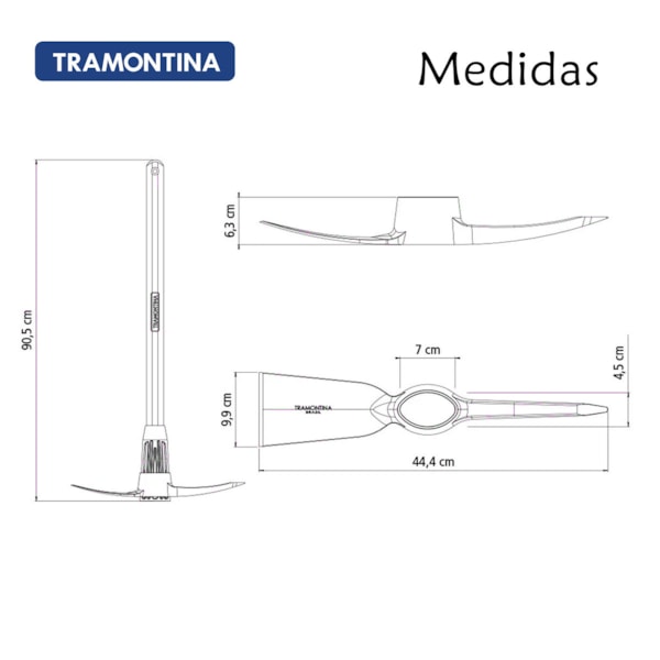Picareta Alvião Tamanho 4 Com Cabo de Madeira 90cm 77303543 Tramontina-25465e80-4d13-412f-b0e4-3c0e8b00194d