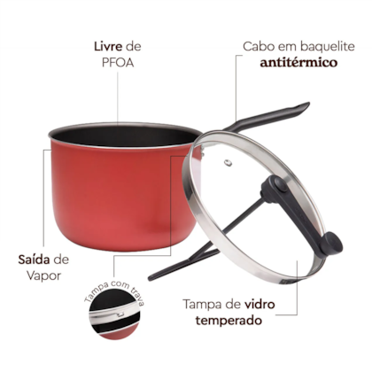 Pipoqueira Pic Poc Pro-Flon Especiarias Em Alumínio 20cm 4,2L Cereja 7102/157 Brinox-cfe80082-ee8c-45af-abcc-c66cd57fd3a9