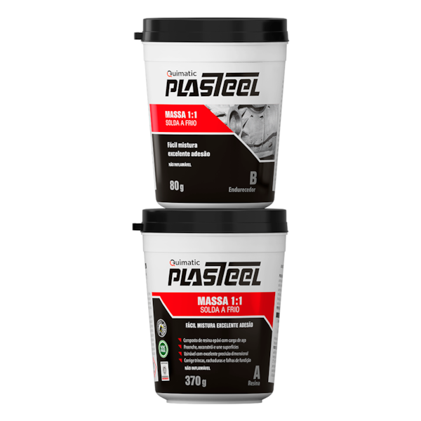 PLASTEEL MASSA 1:1 Solda a Frio Kit (A+B) 450 g PM1 Quimatic-af06ec47-170c-4b3c-9514-864f61d17654