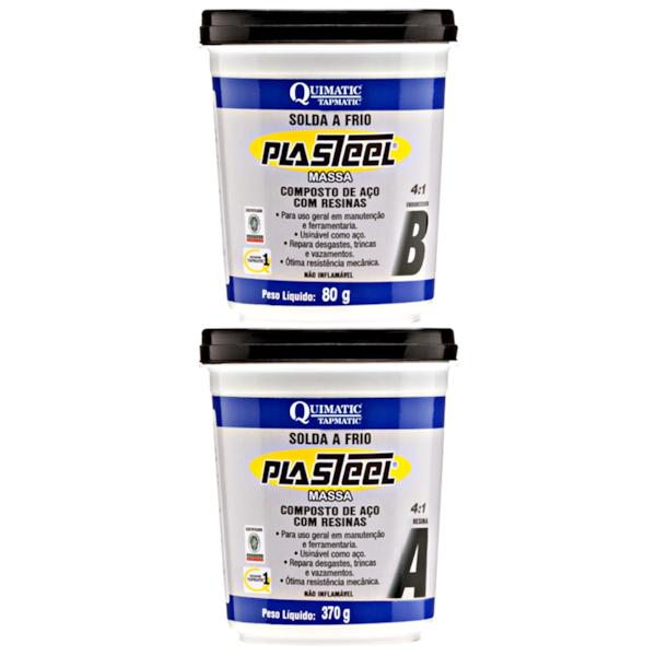 Plasteel Massa 4:1 Solda A Frio Kit (A+B) 450G PQ1 Quimatic-c8cd1119-b343-42a4-82a5-4975ecd761e3